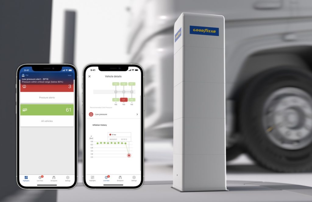 Goodyear présente DrivePoint, un nouveau moyen économique de contrôler la pression des pneumatiques pour les transporteurs.