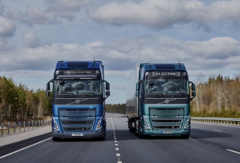 Les camions électriques à pile à combustible alimentée à l’hydrogène seront particulièrement adaptés aux longues distances et aux forts tonnages qui demandent beaucoup d’énergie. © Volvo Trucks